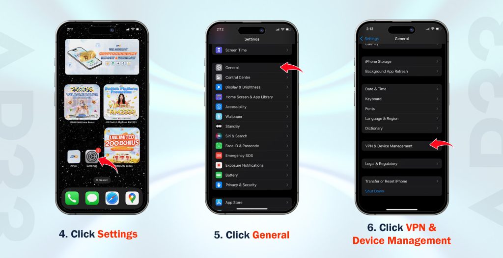 AP33 IOS APK download Step 2